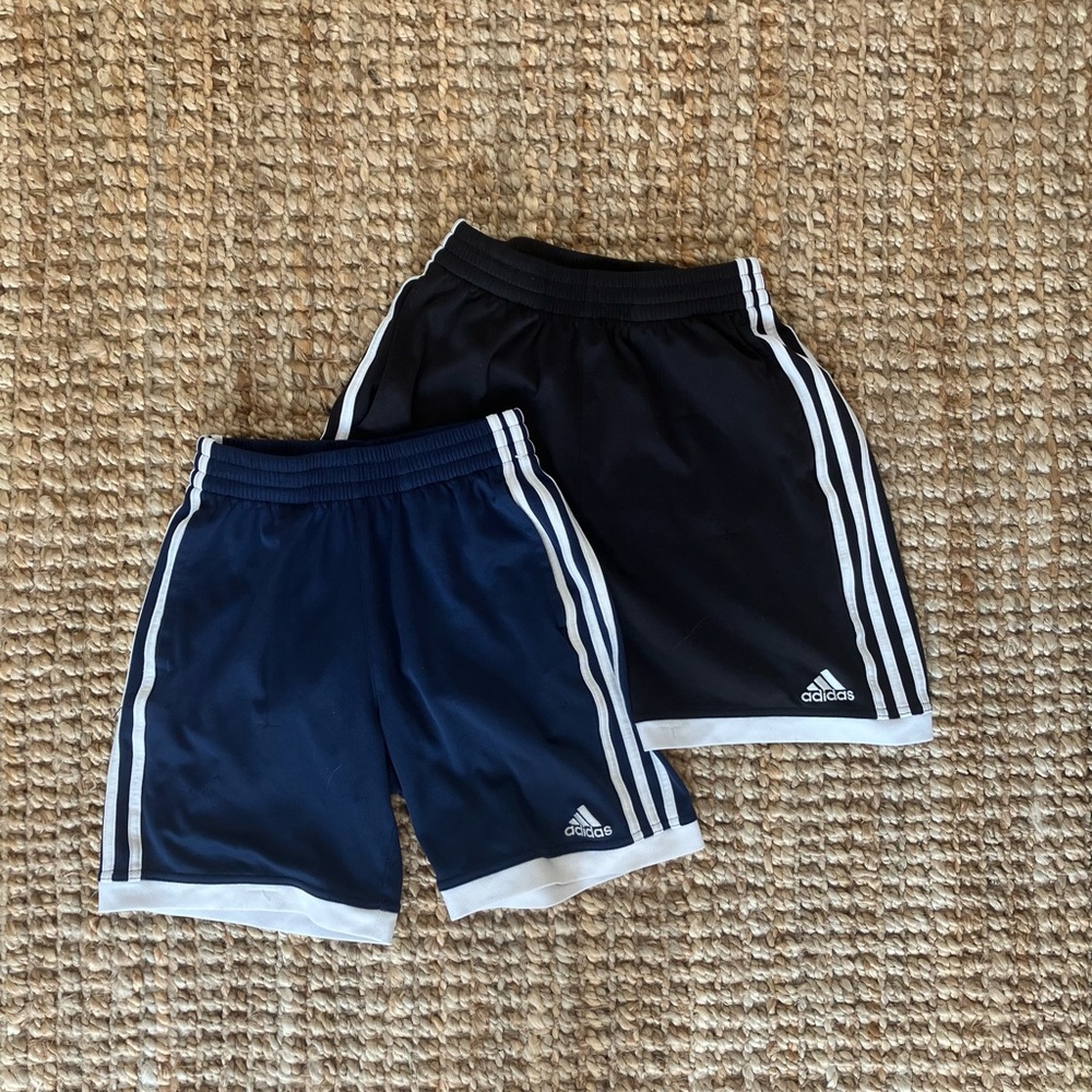 Boys Adidas Black and Navy Athletic Shorts Set